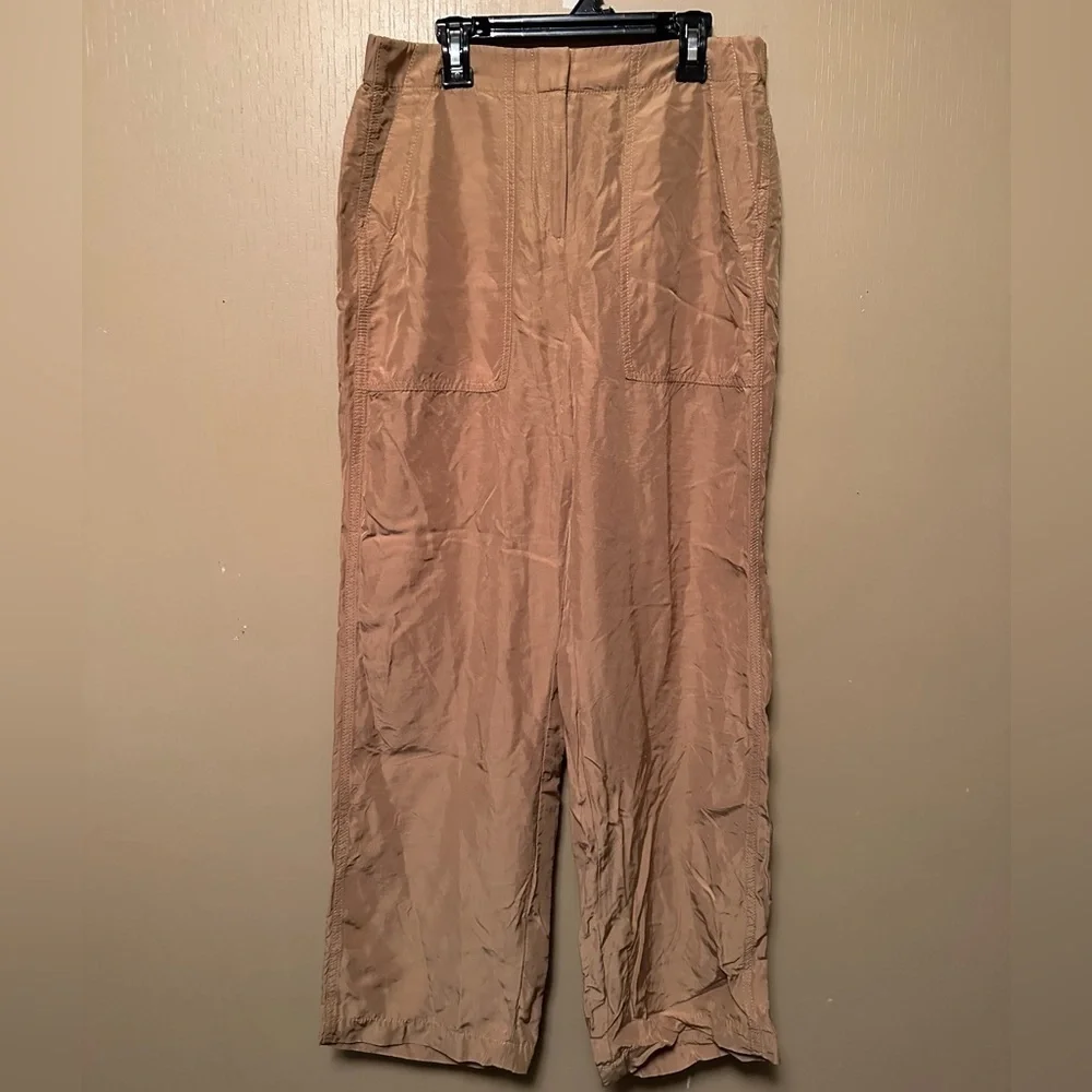 Reimagined by J. Crew Size 6 Linen Blend Tan Wide Leg Comfort Pants Lounge - Picture 1 of 7